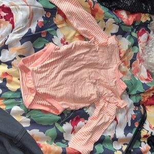 Little Me Pink and White Striped Long-Sleeve Baby Bodysuit